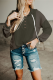 Casual Patchwork Buckle Contrast Hooded Collar Tops