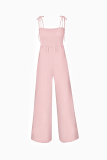 Sexy Solid Patchwork Spaghetti Strap Loose Jumpsuits