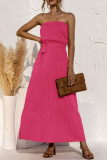 Fashion Casual Solid Patchwork Strapless A Line Dresses