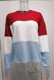 Fashion Casual Patchwork Contrast O Neck Tops