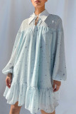 Drawstring accent collar mini dress
