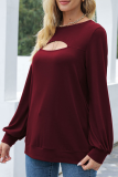 Casual Solid Hollowed Out Patchwork O Neck Tops