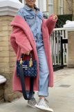 Casual Solid Patchwork Turndown Collar Outerwear