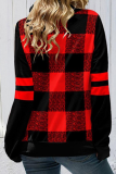 Casual Plaid Patchwork Draw String Turndown Collar Tops