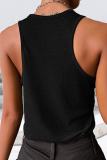 Casual Solid Patchwork U Neck Tops