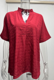 Fashion Solid Patchwork Turndown Collar Tops