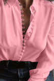 Casual Solid Buckle V Neck Tops