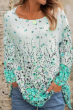 Casual Floral Basic O Neck Tops