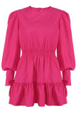 Casual Solid Patchwork Fold O Neck A Line Dresses