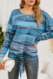 Fashion Street Print Patchwork O Neck T-Shirts