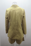 Ladies Chic Coat High Waist Shorts Three Pieces Suit