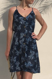 Fashion Street Print Patchwork V Neck A Line Dresses