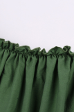Casual Vintage Solid Fold Stringy Selvedge Off the Shoulder Dresses