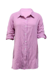 Casual Solid Patchwork Turndown Collar Tops