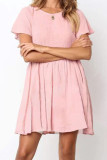 Fashion Casual Solid Patchwork O Neck A Line Dresses