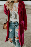 Fashion Casual Solid Patchwork Buttons Turn-back Collar Outerwear
