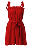 Fashion Solid Bandage Spaghetti Strap Straight Dresses