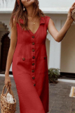 Casual Solid Patchwork Turndown Collar Straight Dresses