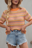 Fashion Striped Patchwork Half A Turtleneck Tops