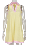 Casual Solid Patchwork Turndown Collar Straight Dresses