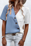 Fashion Casual Solid Patchwork V Neck Tops