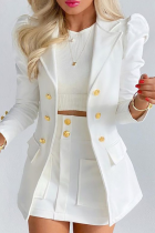 Casual Print Patchwork Turndown Collar Long Sleeve Two Pieces