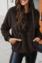 Fashion Simplicity Solid Patchwork Hooded Collar Tops