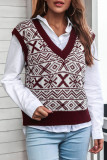 Fashion Casual Print Patchwork V Neck Tops