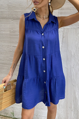 Fashion Casual Solid Patchwork Turndown Collar A Line Dresses