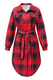 Sweet Elegant Plaid Striped Printing Shirt Collar Outerwear