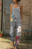 Street Print Printing Sleeveless Harlan Denim Jumpsuits