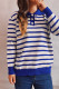 Fashion Casual Striped Buttons Turndown Collar Tops