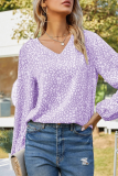 Elegant Print Basic V Neck Tops