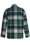 Casual Plaid Patchwork Buckle Turndown Collar Tops