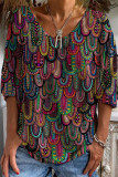 Ethnic Patch Geometric Graphic T Shirt