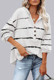 Fashion Casual Striped Patchwork V Neck T-Shirts