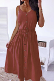 Casual Solid Patchwork Spaghetti Strap Cake Skirt Dresses
