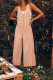 Casual Solid Buttons V Neck Loose Jumpsuits