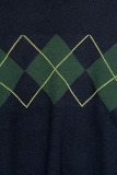 Casual Geometric Patchwork Contrast O Neck Tops Sweater