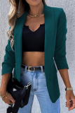 Fashion Solid Patchwork Turndown Collar Outerwear