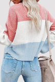 Fashion Casual Patchwork Contrast O Neck Tops