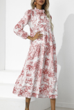 Fashion Elegant Tie Dye Patchwork Frenulum Stringy Selvedge Collar A Line Dresses
