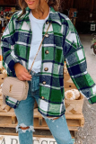 Casual Plaid Patchwork Turndown Collar Tops