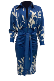 Casual Print Patchwork V Neck Irregular Dress Dresses