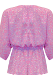 Fashion Print Patchwork V Neck Tops