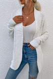 Casual Solid Patchwork Pocket V Neck Tops Sweater
