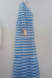 Fashion Print Patchwork V Neck Cake Skirt Dresses