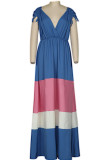 Elegant Solid Patchwork V Neck Dresses