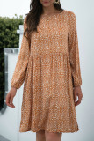 Fashion Casual Leopard Patchwork O Neck A Line Dresses