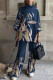 Casual Print Patchwork Turtleneck Long Sleeve Two Pieces